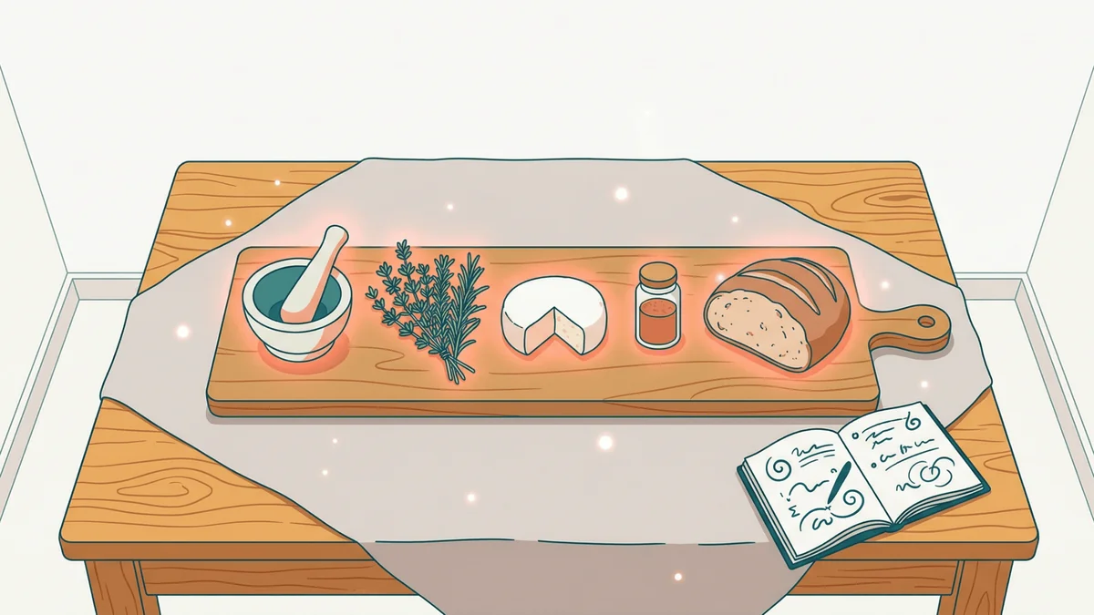 Les 5 principes d'apprentissage : cinq ingrédients sur une table de cuisine française