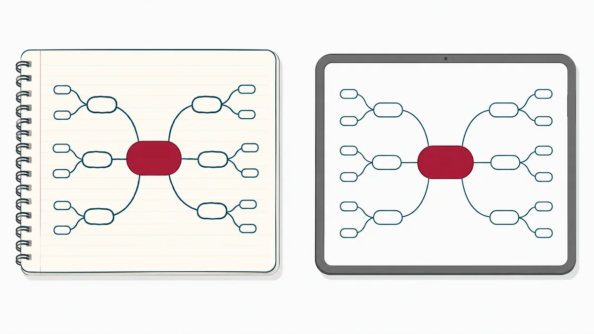 Carte mentale sur papier et sur tablette : deux supports, la même arborescence