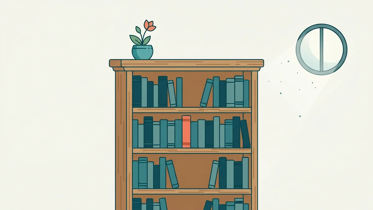 Etagere de bibliotheque avec des livres stables symbolisant les souvenirs durables du permastore de Bahrick