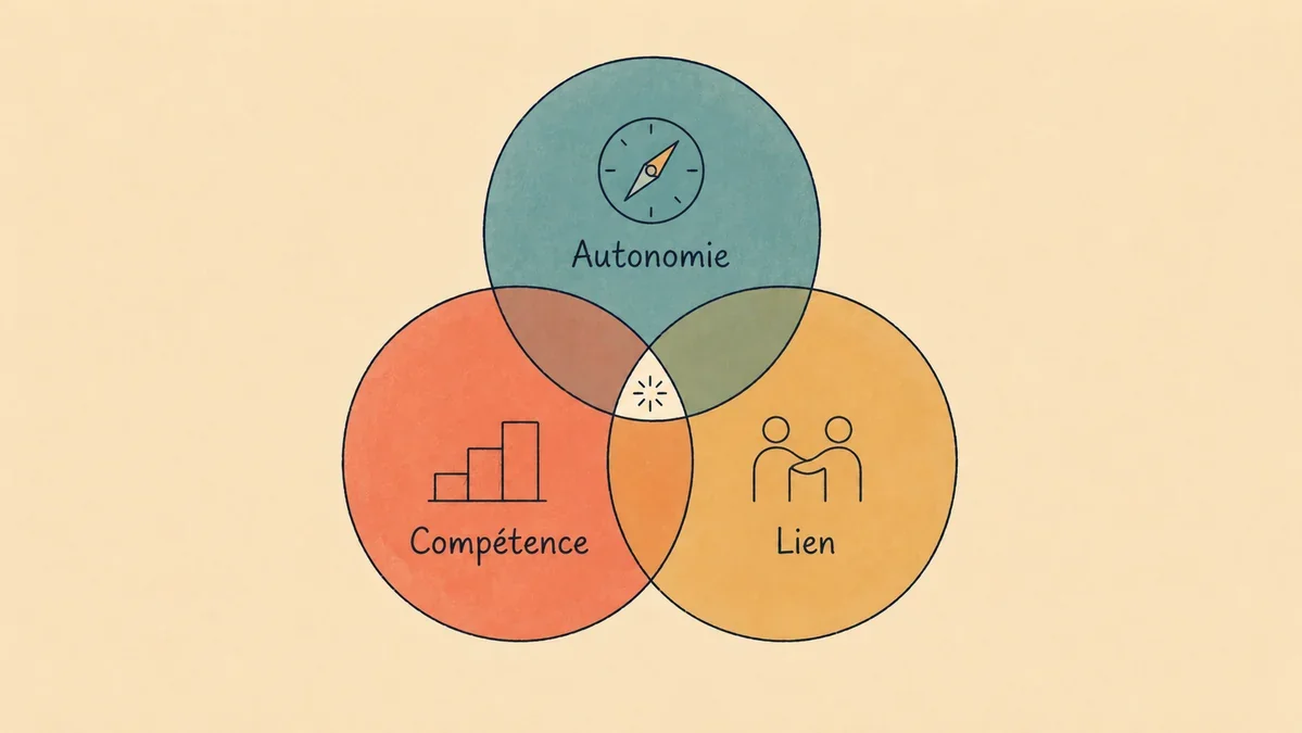 Les trois besoins psychologiques de la theorie de l'autodetermination : autonomie, competence, lien