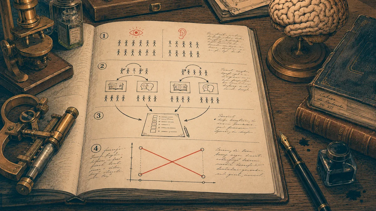 Carnet de protocole experimental des 4 criteres de Pashler 2008 pour valider les styles d'apprentissage